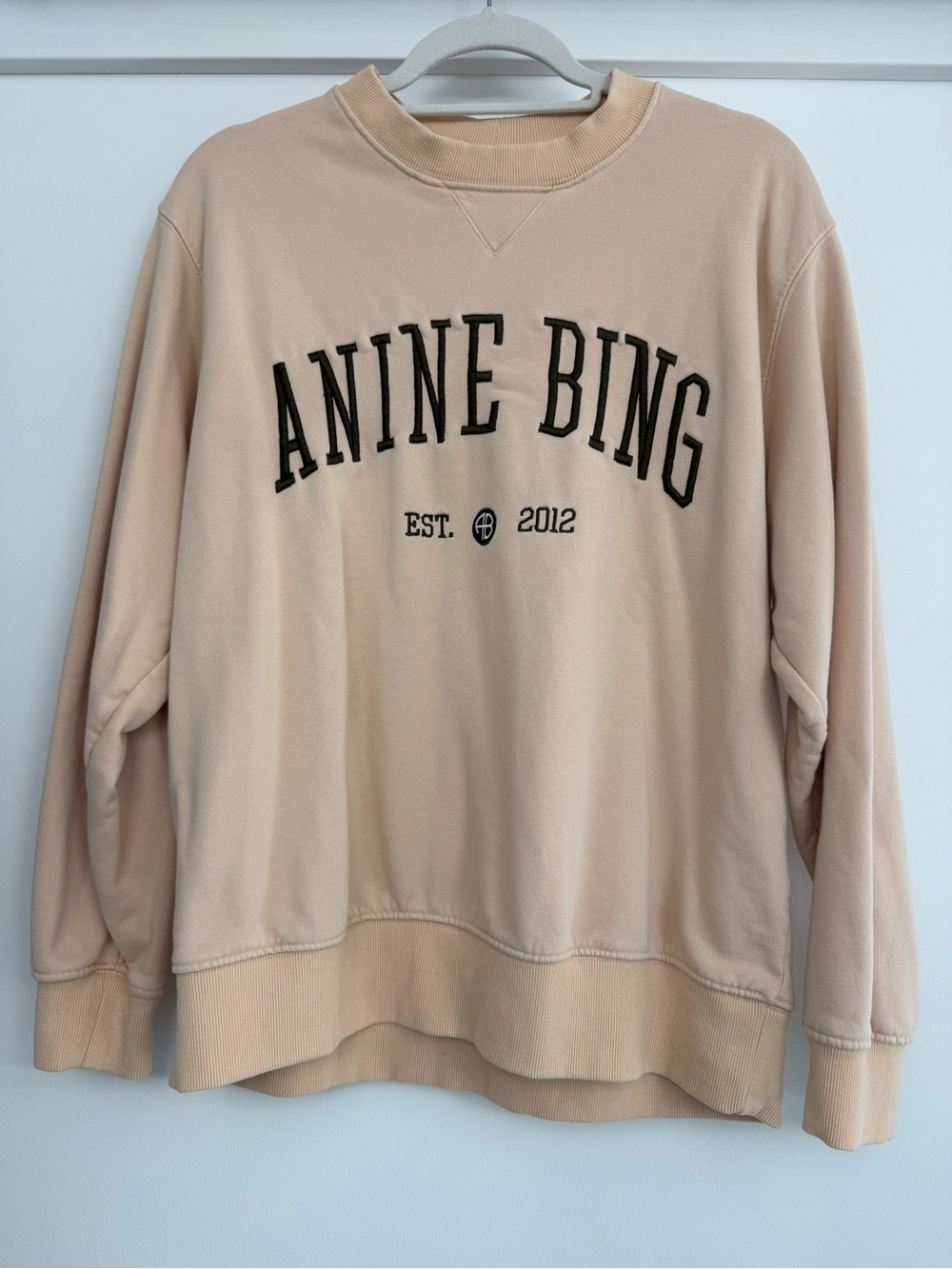 Anine Bing Beige Crewneck Sweatshirt with Logo